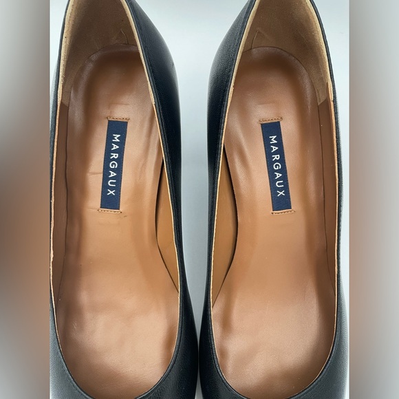 MARGAUX The Heel in Black Nappa Block Pumps Size 38 W Comfortable Leather - Picture 12 of 13